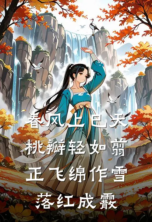 春风上巳天,桃瓣轻如翦,正飞绵作雪,落红成霰